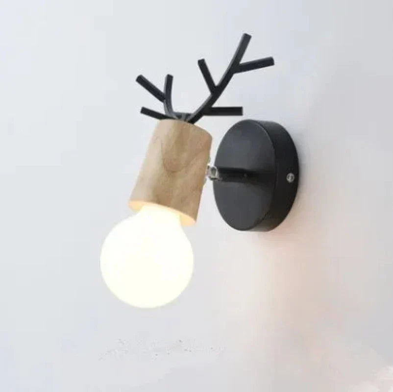 Modern Antler Wall Lamp – Wood and Metal LED Light for Children's Room & Living Room | Kalsten