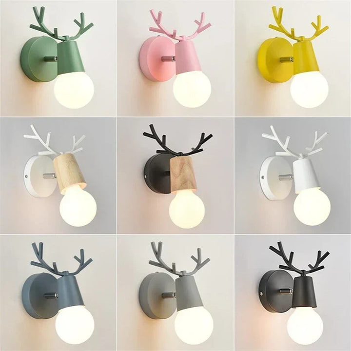 Modern Antler Wall Lamp – Wood and Metal LED Light for Children's Room & Living Room | Kalsten