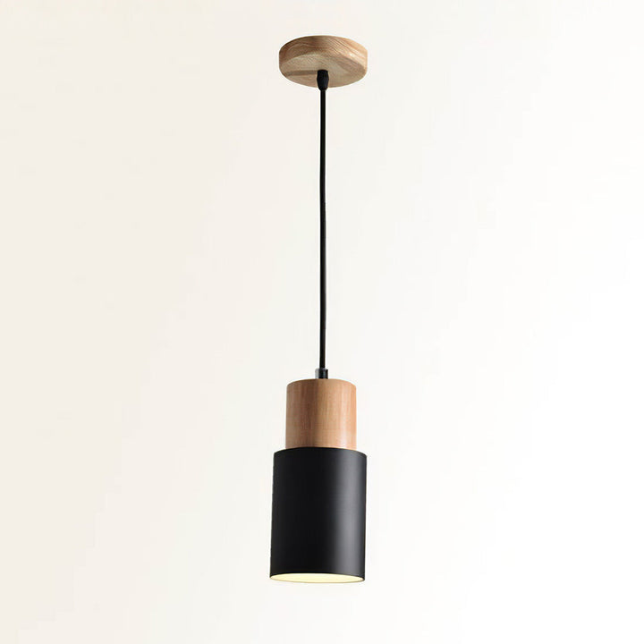 Modern Wood & Black Pendant Lamp Kalsten