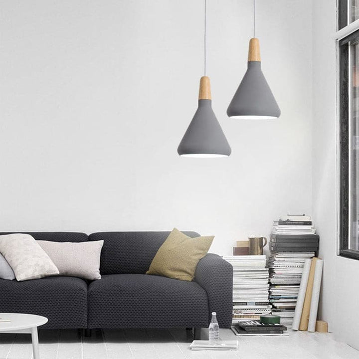 Pendant Light Iron Wood 10.6 in Adjustable Indoor Ceiling Lamp White Black Silver Rose Gold Grey Modern Dining Room Kitchen Island Lighting | Kalsten
