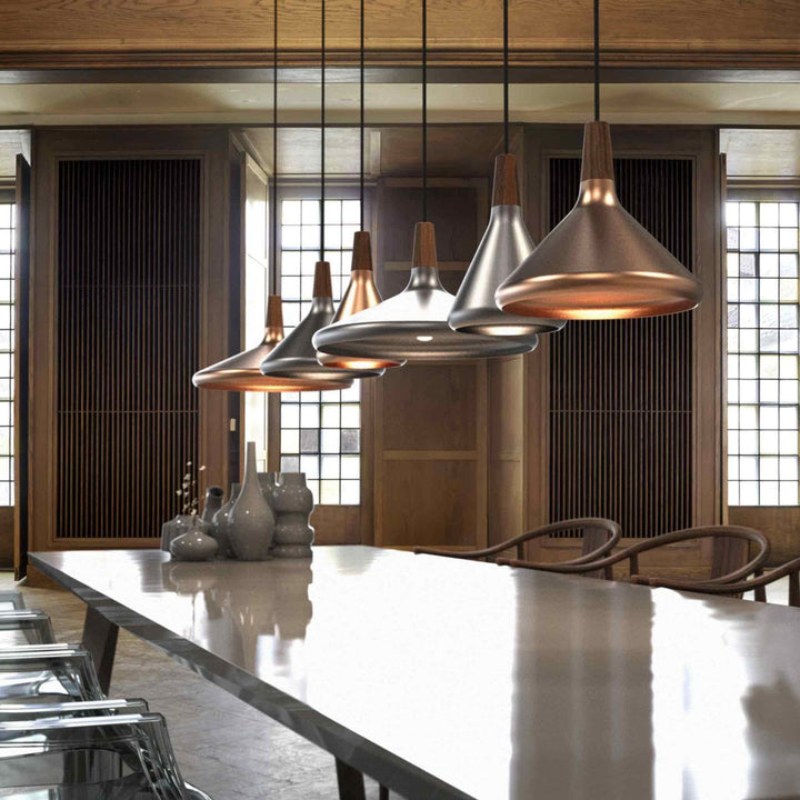 Pendant Light Iron Wood 10.6 in Adjustable Indoor Ceiling Lamp White Black Silver Rose Gold Grey Modern Dining Room Kitchen Island Lighting | Kalsten