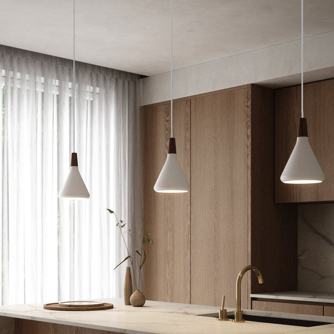 Pendant Light Iron Wood 10.6 in Adjustable Indoor Ceiling Lamp White Black Silver Rose Gold Grey Modern Dining Room Kitchen Island Lighting | Kalsten