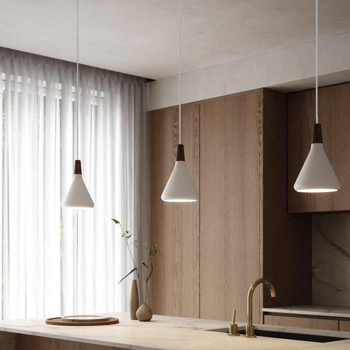 Pendant Light Iron Wood 10.6 in Adjustable Indoor Ceiling Lamp White Black Silver Rose Gold Grey Modern Dining Room Kitchen Island Lighting | Kalsten