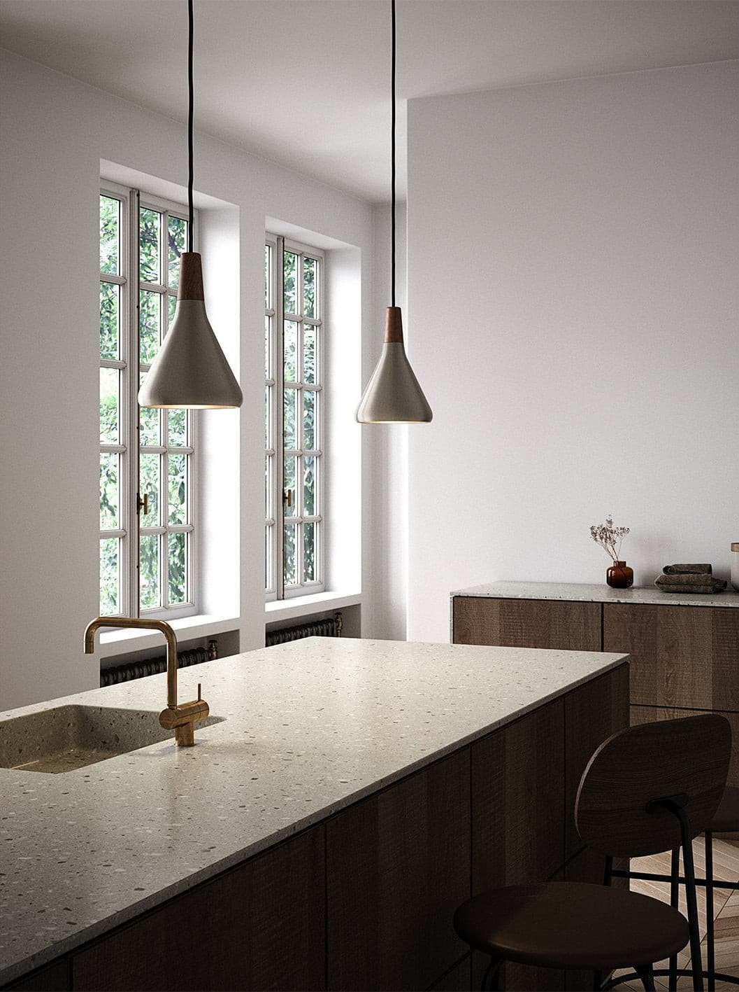 Pendant Light Iron Wood 10.6 in Adjustable Indoor Ceiling Lamp White Black Silver Rose Gold Grey Modern Dining Room Kitchen Island Lighting | Kalsten