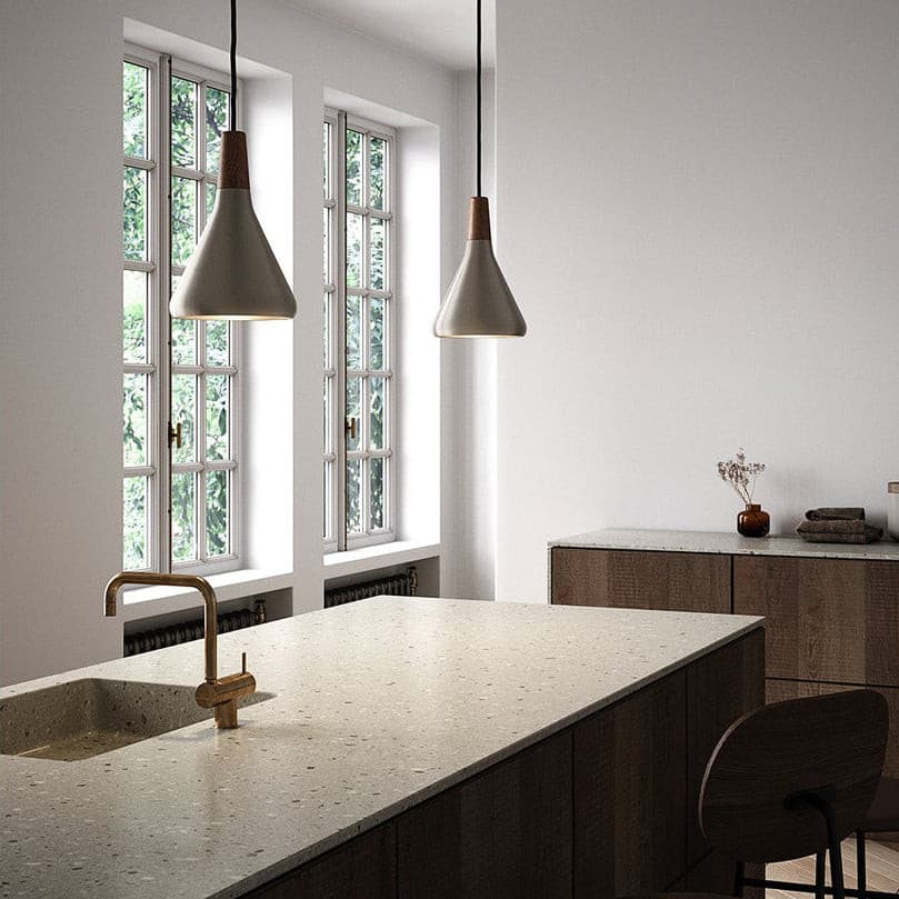 Pendant Light Iron Wood 10.6 in Adjustable Indoor Ceiling Lamp White Black Silver Rose Gold Grey Modern Dining Room Kitchen Island Lighting | Kalsten