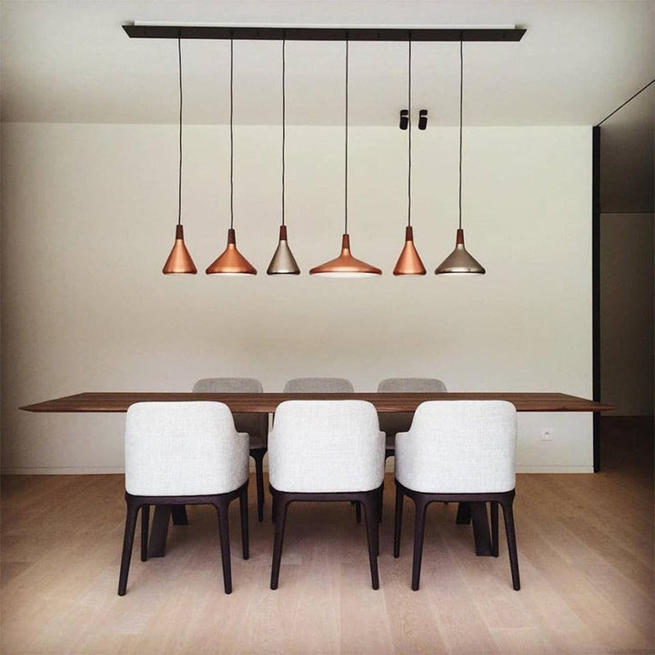 Pendant Light Iron Wood 10.6 in Adjustable Indoor Ceiling Lamp White Black Silver Rose Gold Grey Modern Dining Room Kitchen Island Lighting | Kalsten