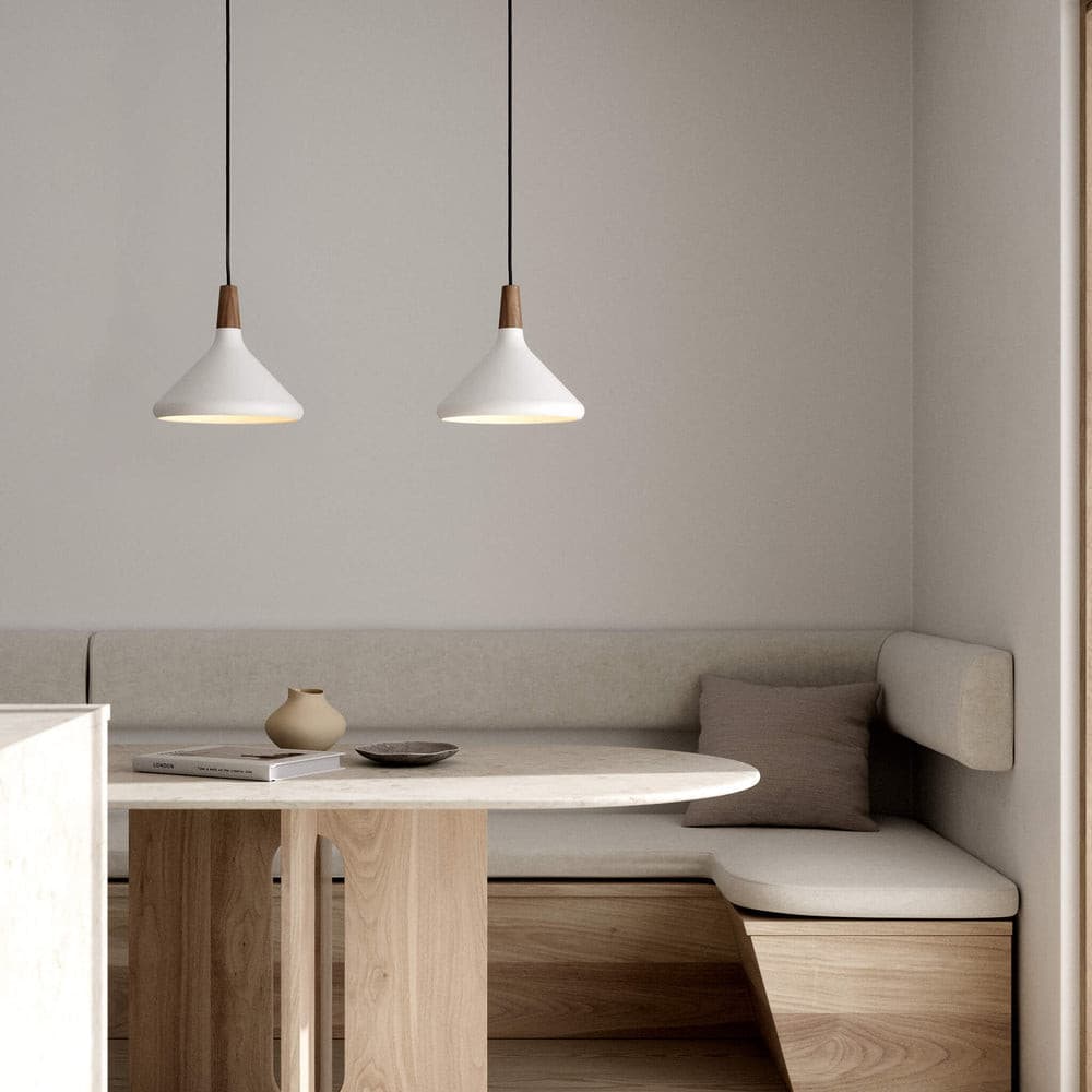 Pendant Light Iron Wood 10.6 in Adjustable Indoor Ceiling Lamp White Black Silver Rose Gold Grey Modern Dining Room Kitchen Island Lighting | Kalsten
