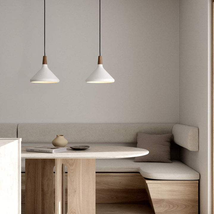 Pendant Light Iron Wood 10.6 in Adjustable Indoor Ceiling Lamp White Black Silver Rose Gold Grey Modern Dining Room Kitchen Island Lighting | Kalsten