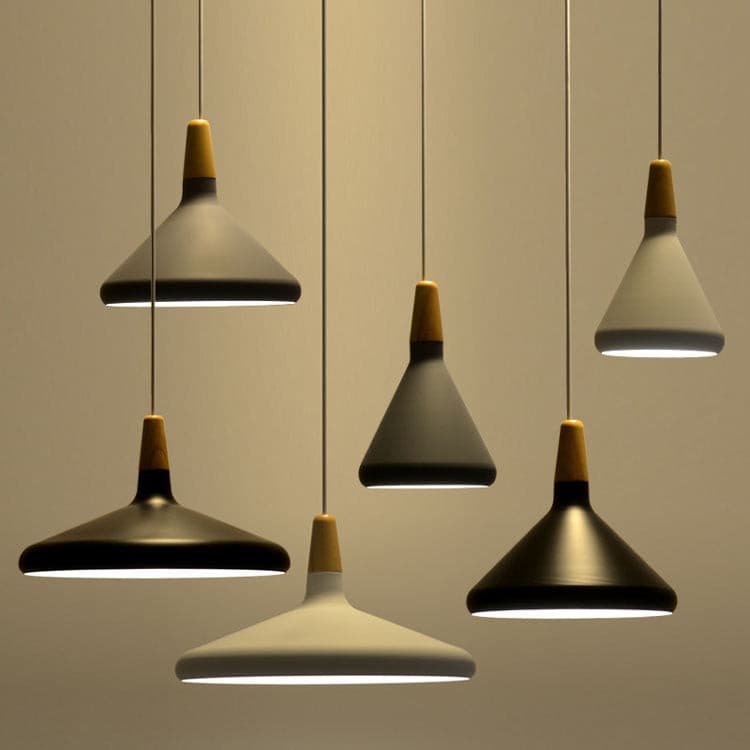 Pendant Light Iron Wood 10.6 in Adjustable Indoor Ceiling Lamp White Black Silver Rose Gold Grey Modern Dining Room Kitchen Island Lighting | Kalsten