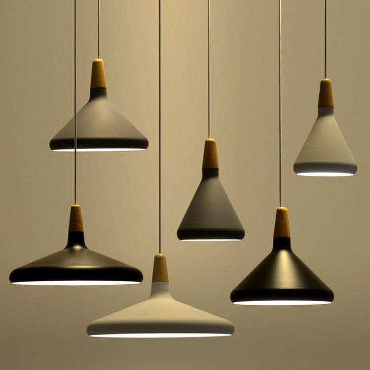 Pendant Light Iron Wood 10.6 in Adjustable Indoor Ceiling Lamp White Black Silver Rose Gold Grey Modern Dining Room Kitchen Island Lighting | Kalsten