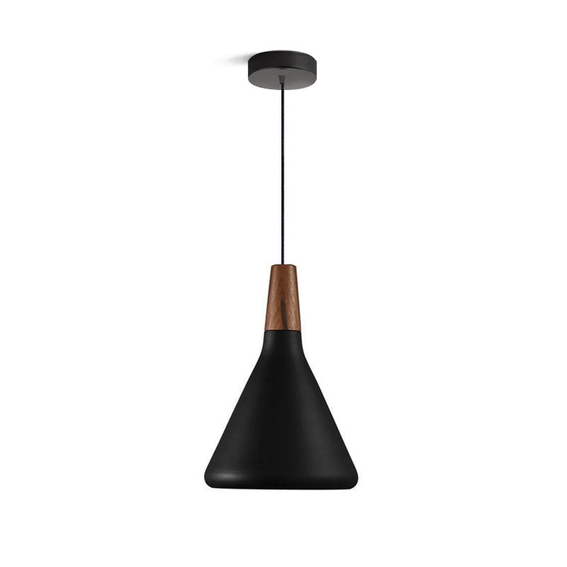 Pendant Light Iron Wood 10.6 in Adjustable Indoor Ceiling Lamp White Black Silver Rose Gold Grey Modern Dining Room Kitchen Island Lighting | Kalsten