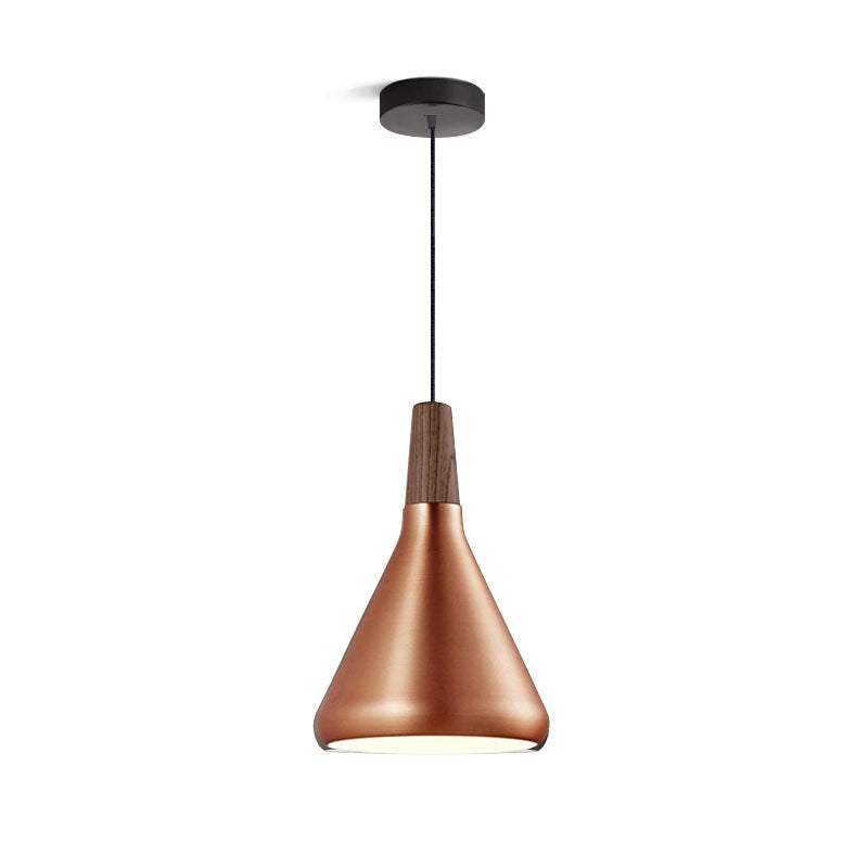 Pendant Light Iron Wood 10.6 in Adjustable Indoor Ceiling Lamp White Black Silver Rose Gold Grey Modern Dining Room Kitchen Island Lighting | Kalsten