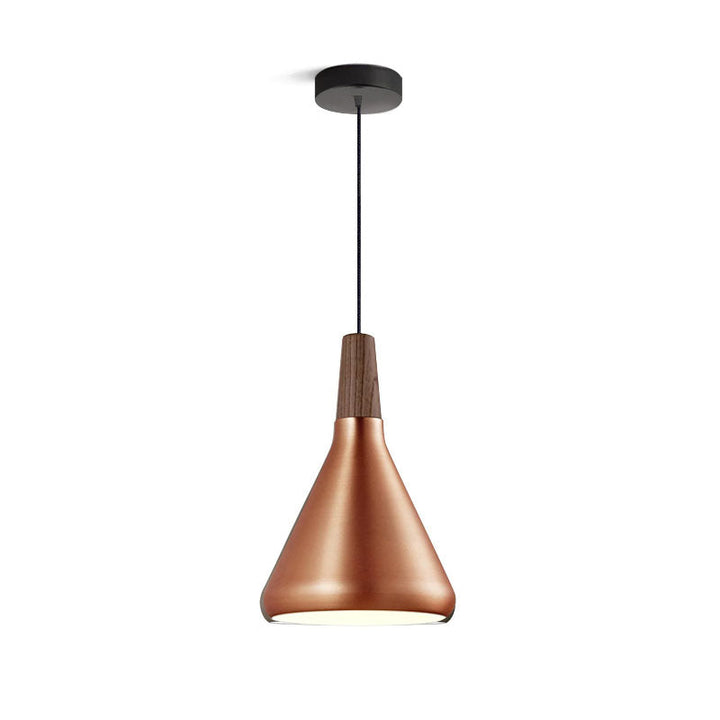 Pendant Light Iron Wood 10.6 in Adjustable Indoor Ceiling Lamp White Black Silver Rose Gold Grey Modern Dining Room Kitchen Island Lighting | Kalsten