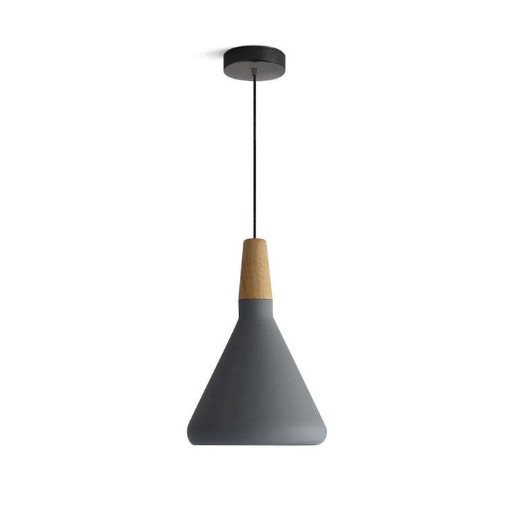 Pendant Light Iron Wood 10.6 in Adjustable Indoor Ceiling Lamp White Black Silver Rose Gold Grey Modern Dining Room Kitchen Island Lighting | Kalsten