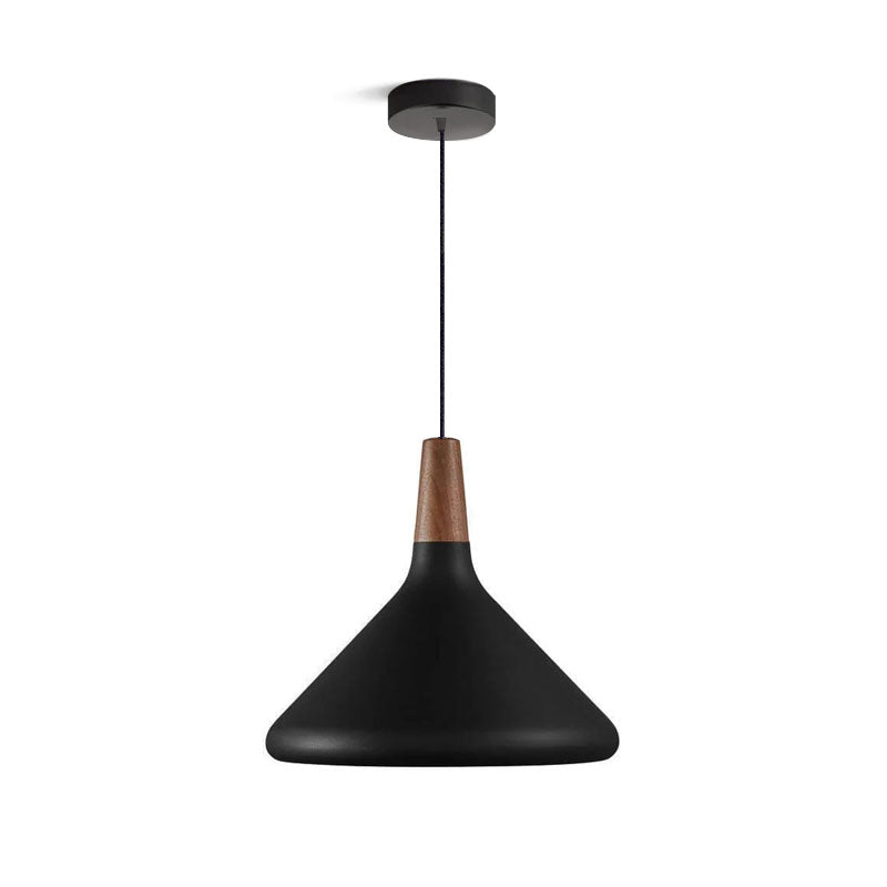 Pendant Light Iron Wood 10.6 in Adjustable Indoor Ceiling Lamp White Black Silver Rose Gold Grey Modern Dining Room Kitchen Island Lighting | Kalsten