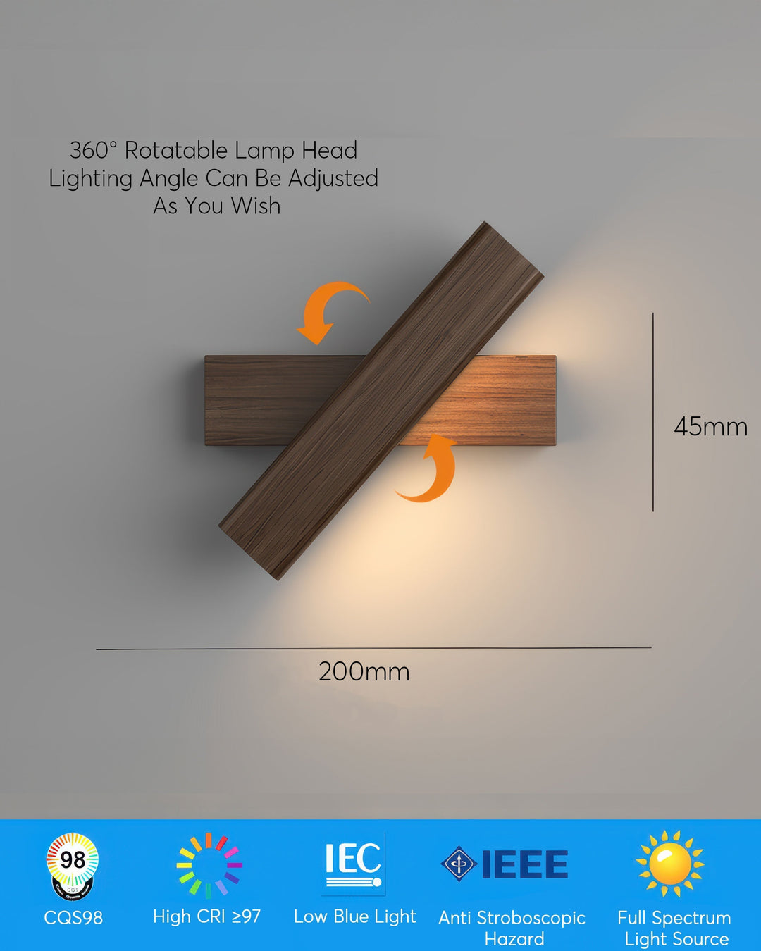 Kalsten | Rotatable wall lamp with Nordic wood grain
