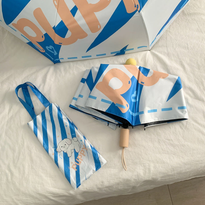 Ladies innovative folding umbrella with gentle leaf design and practical carrying pouch Kalsten