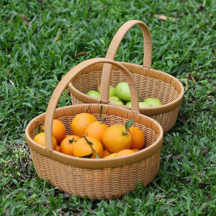 Handwoven Round Wicker Storage Basket Kalsten
