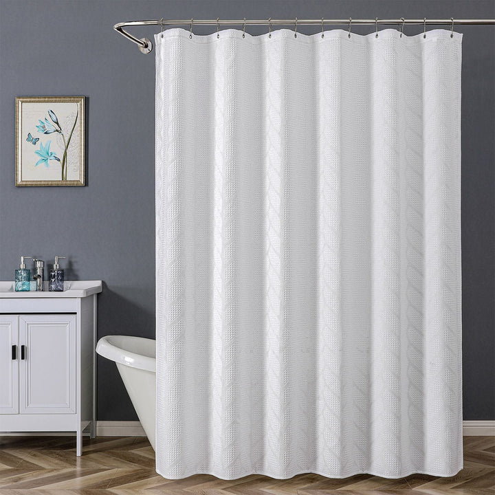 Textured Leaf Pattern Shower Curtain Kalsten