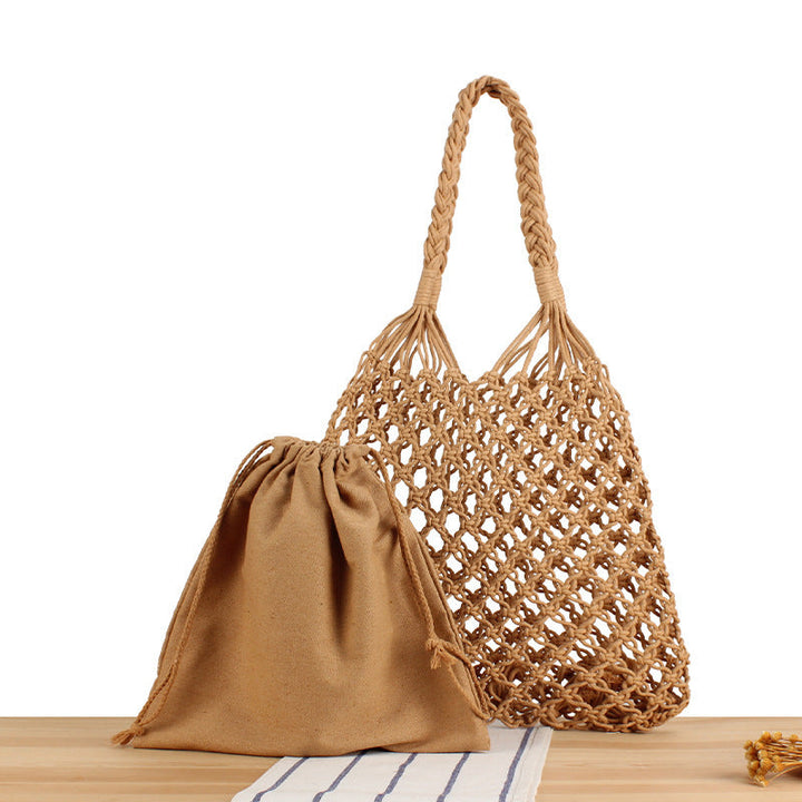 Handmade mesh tote bag with inner pouch Kalsten