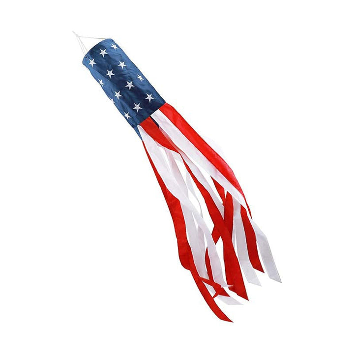 Unisex nan patriotic American flag windsock with long trailing streamers and reinforced hanging loop Kalsten