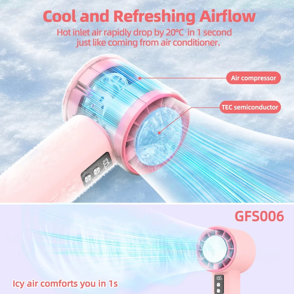 Women's Portable Turbo Hand Fan with Digital Control Kalsten