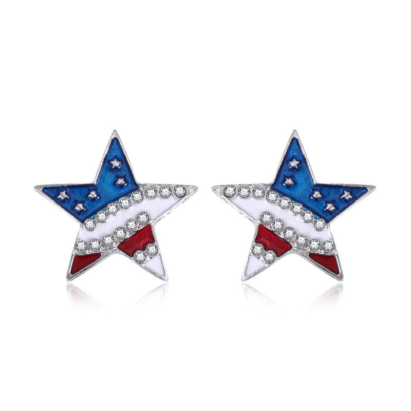 Women's long multi-layer star drop earrings with crystal embellishments and rhodium-plated alloy Kalsten