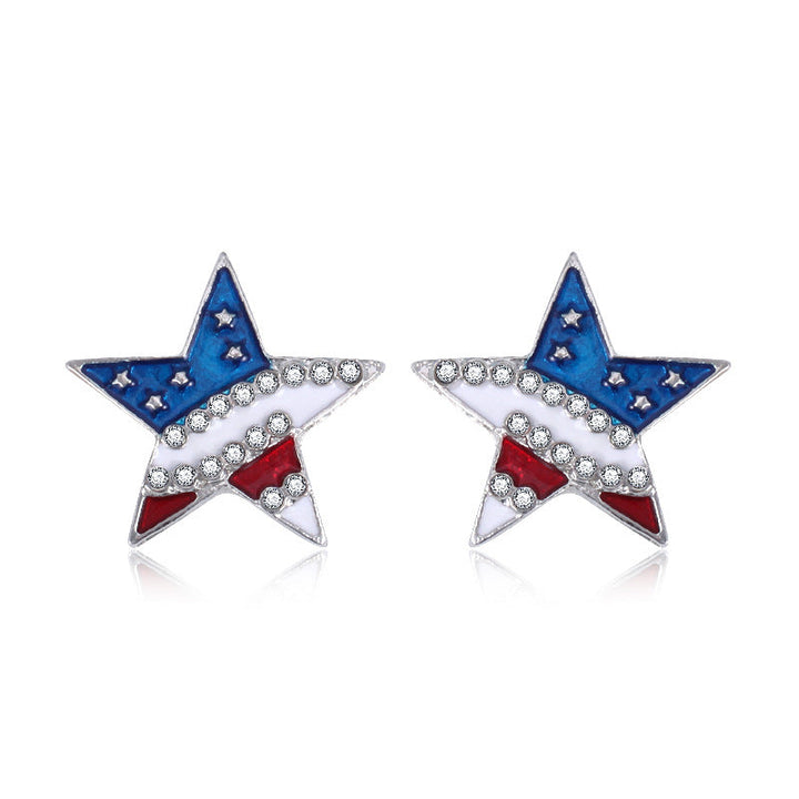 Women's long multi-layer star drop earrings with crystal embellishments and rhodium-plated alloy Kalsten