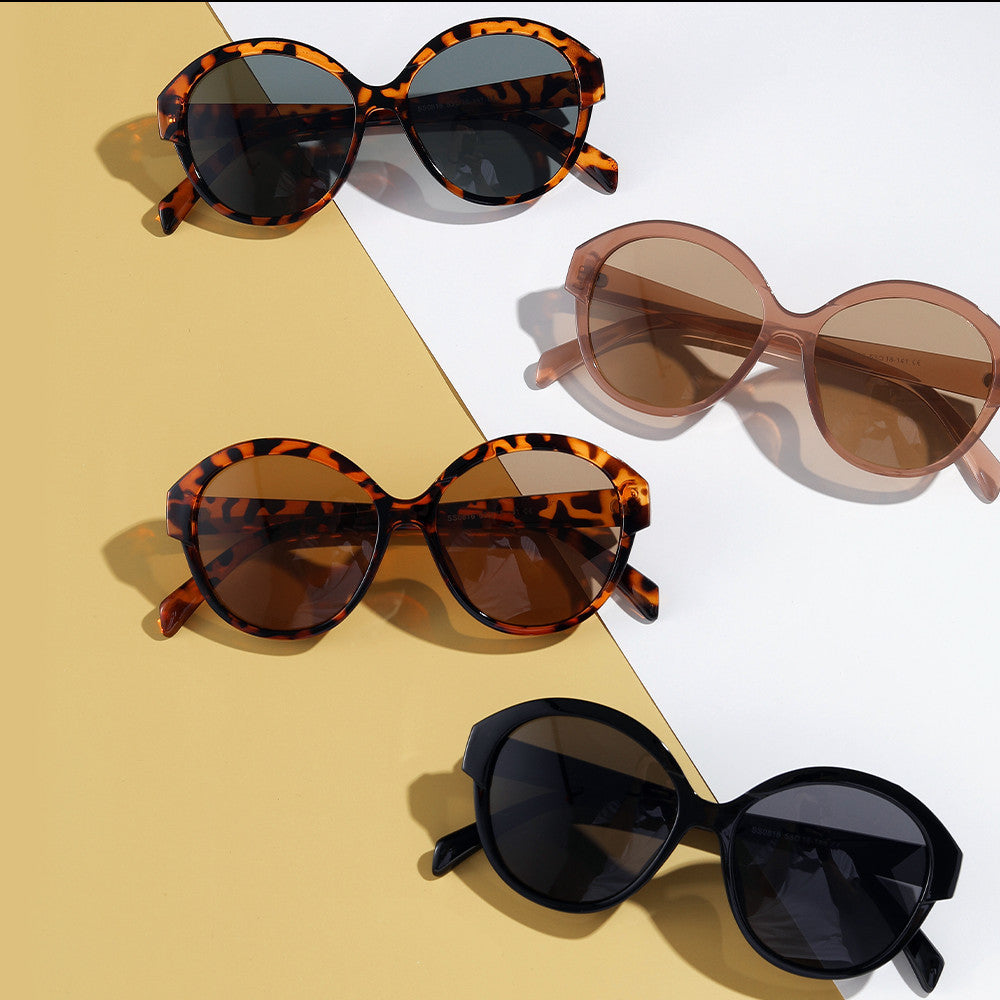 Women's round fashionable sunglasses with striking leopard pattern Kalsten