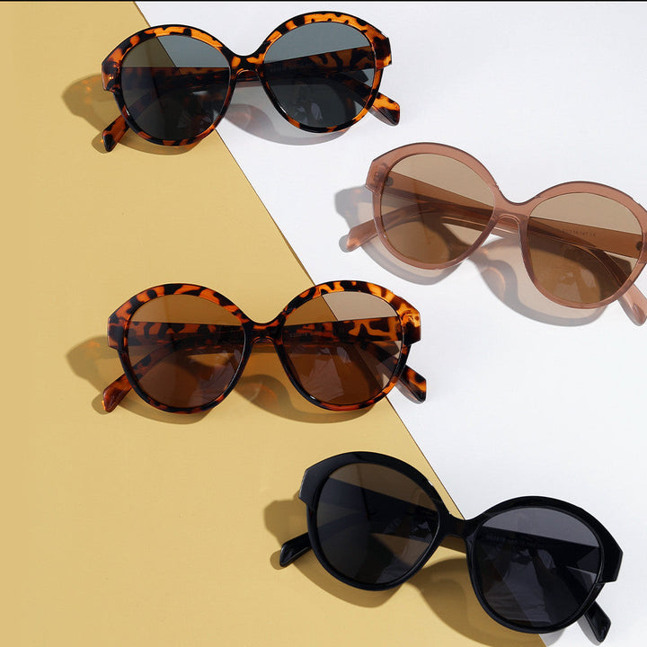 Women's round fashionable sunglasses with striking leopard pattern Kalsten