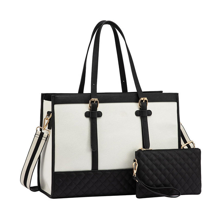 Stylish Quilted Tote Bag with Removable Cosmetic Compartment Kalsten
