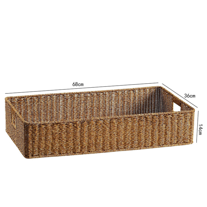 Large Handwoven Rectangular Storage Basket with Cutout Handles Kalsten
