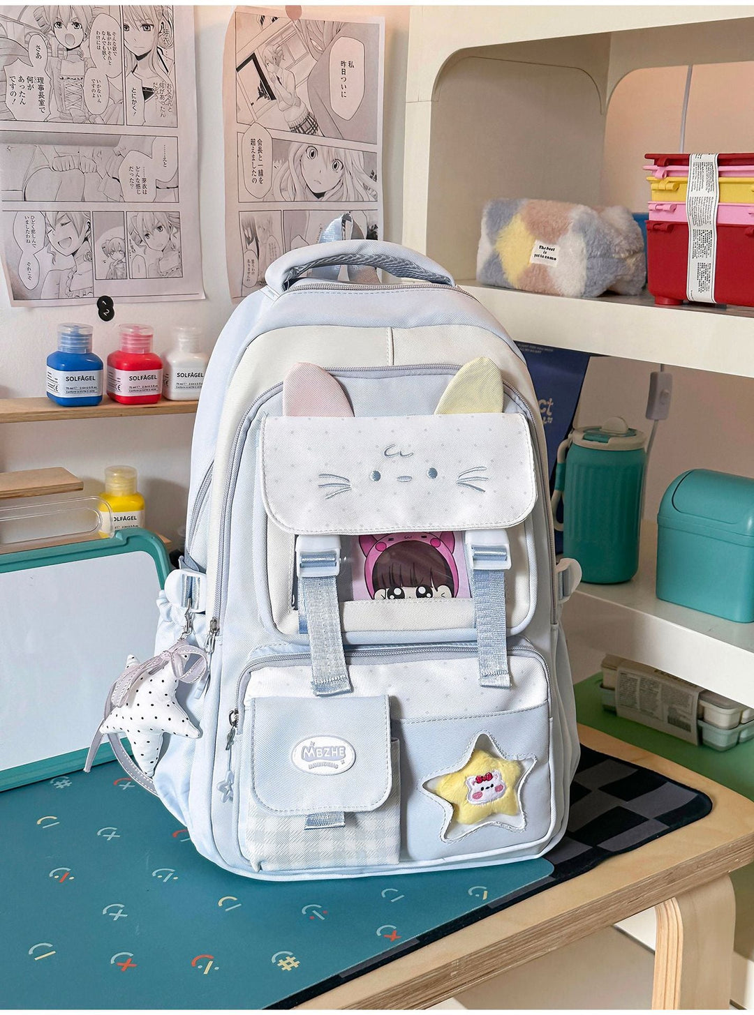 Cute Character-Themed Multi-Pocket School Backpack