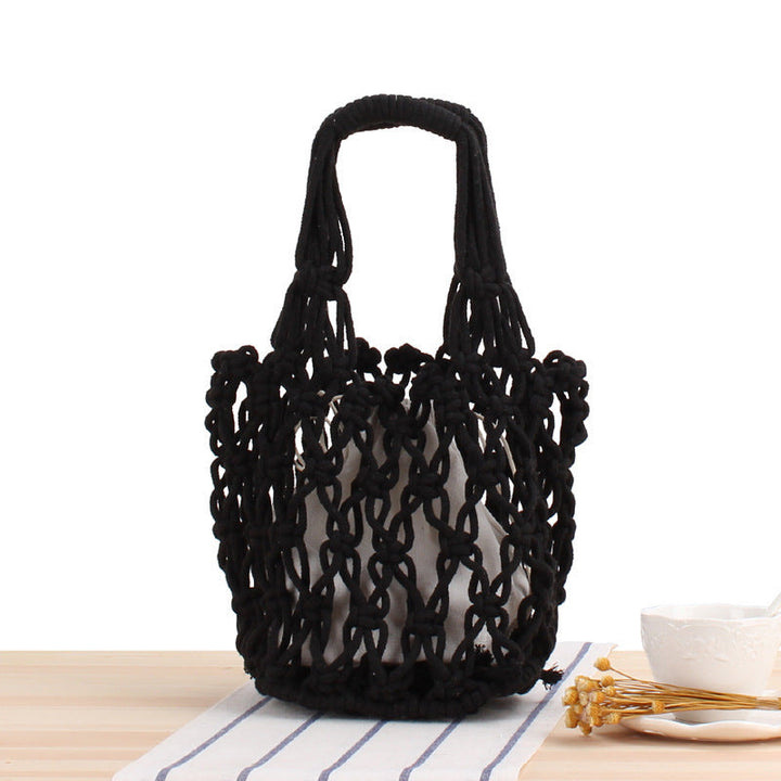 Macrame Tote Bag with Modern Mesh Design Kalsten