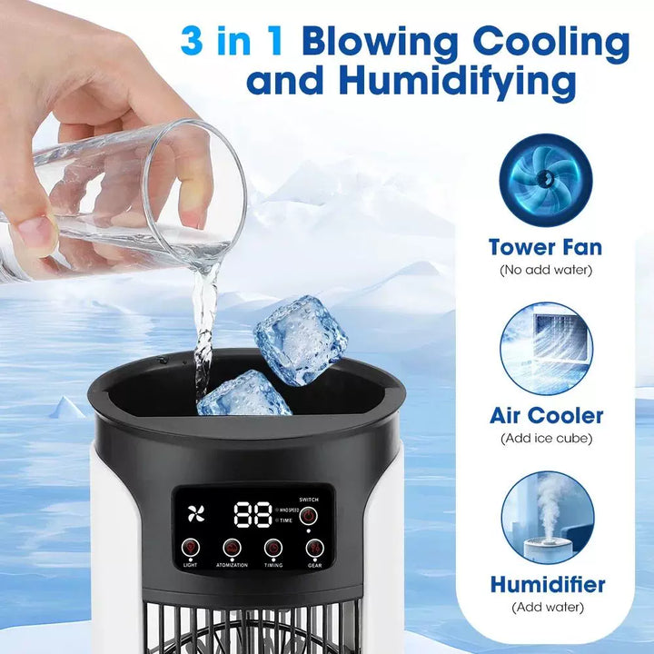 Unisex one size compact personal evaporative tower cooler with refillable cooling packs, whisper-quiet fan and touch control Kalsten