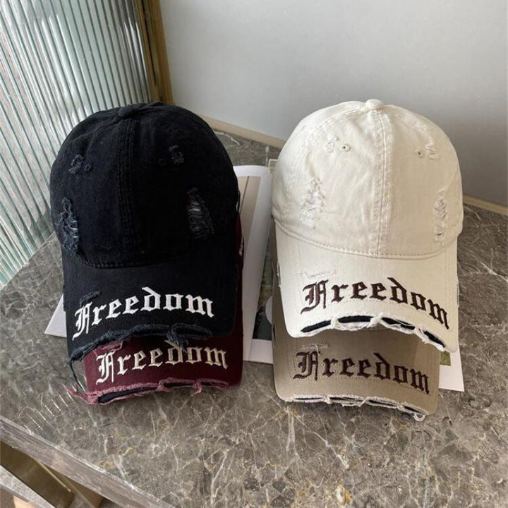 Women's Distressed Freedom Embroidered Baseball Cap Kalsten