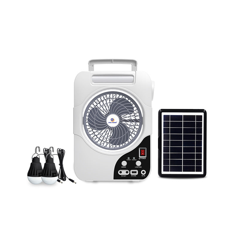 Unisex portable solar ventilation device with integrated battery, LED lights and USB connection Kalsten