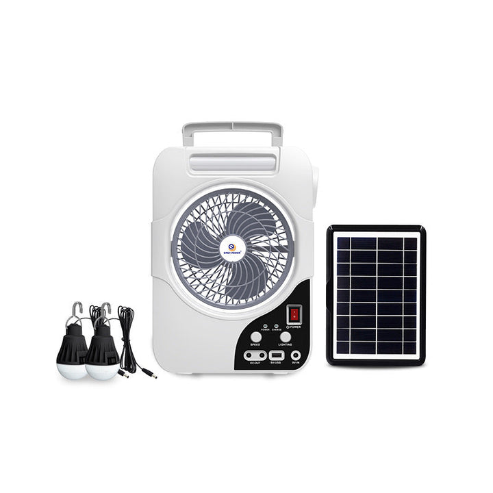 Unisex portable solar ventilation device with integrated battery, LED lights and USB connection Kalsten