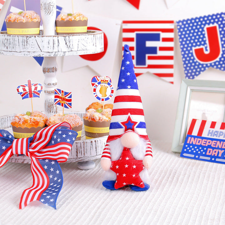 Unisex nan Patriotic Americana Decorative Gnome Plush Set with Star-Spangled Hats Kalsten