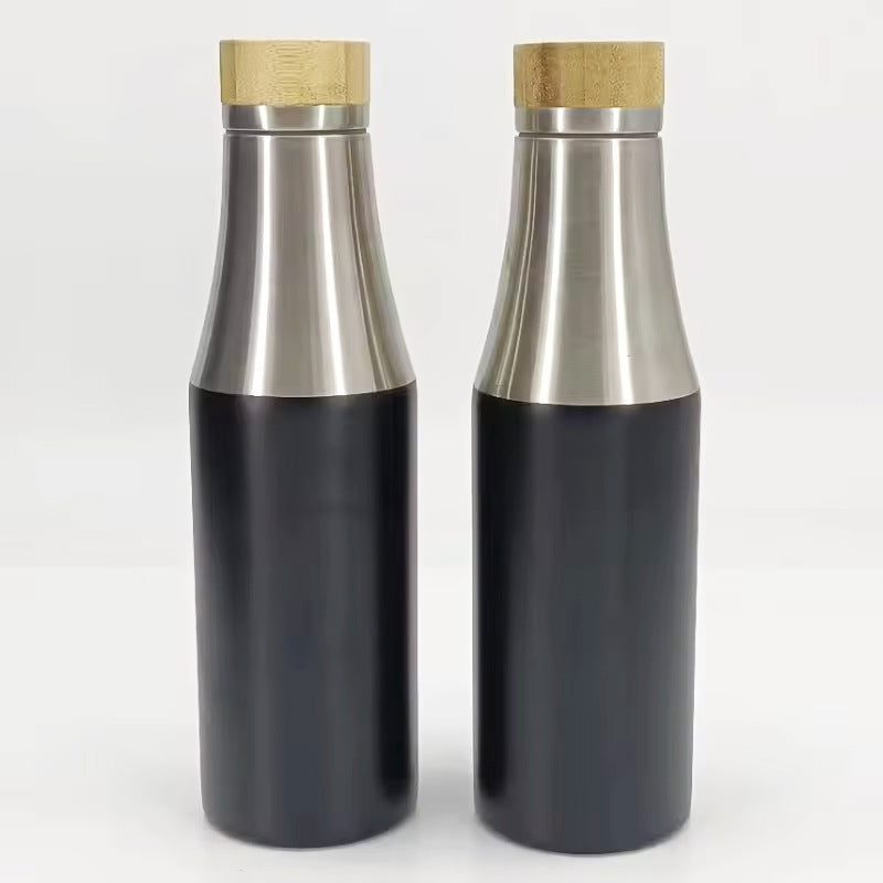 Women double-walled stainless steel drinking bottle with bamboo lid Kalsten