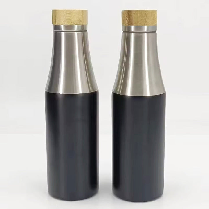 Women double-walled stainless steel drinking bottle with bamboo lid Kalsten