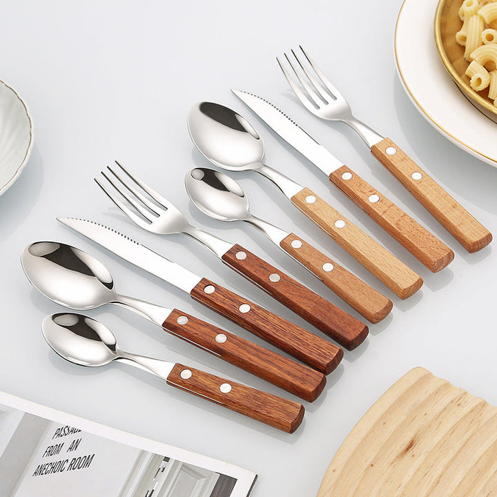 Dessert spoon with ergonomic wooden handle Kalsten