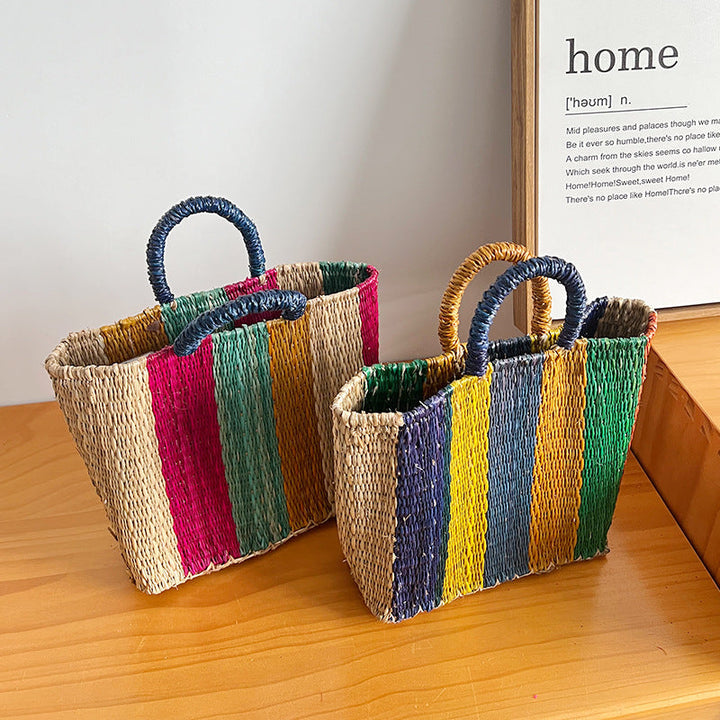 Women's versatile and handcrafted tote bag made of colorful seagrass Kalsten