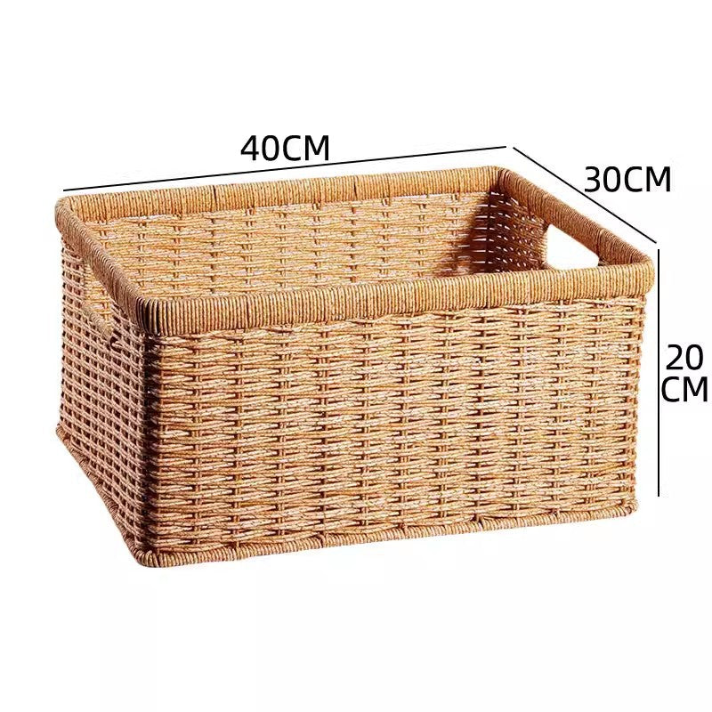 Women's Rectangular Storage Basket Made of Natural Wicker Kalsten