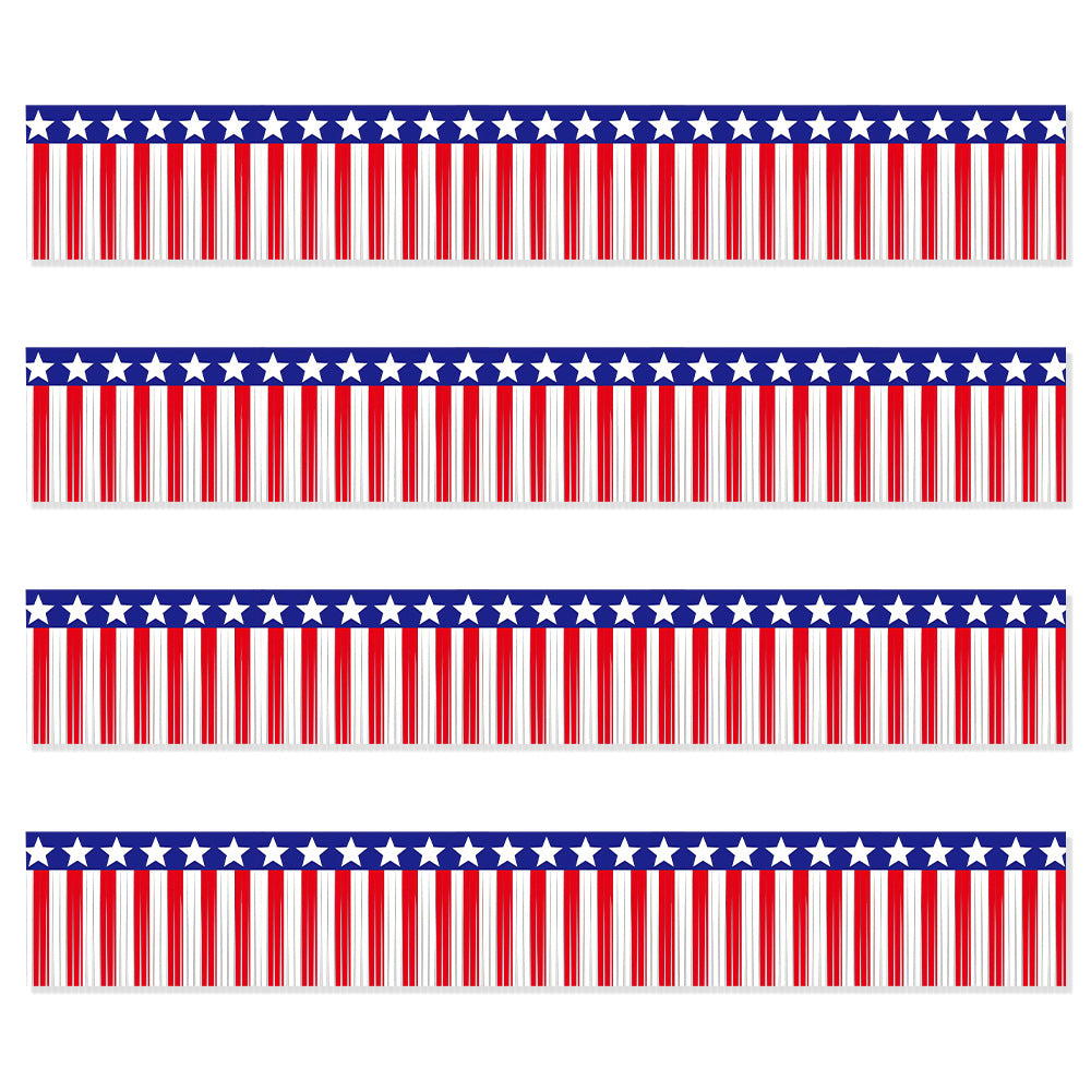 Unisex decorative fringe border made of paper with star banner and elongated hanging strips Kalsten