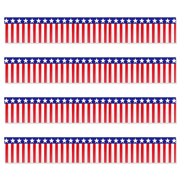 Unisex decorative fringe border made of paper with star banner and elongated hanging strips Kalsten