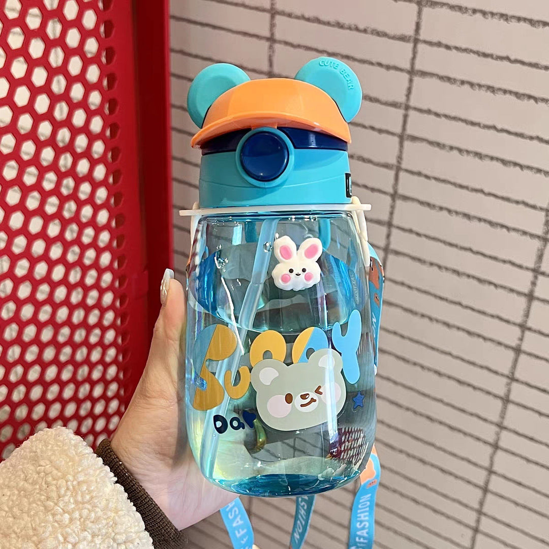 Women Playful Children's Drinking Bottle with Integrated Straw Kalsten