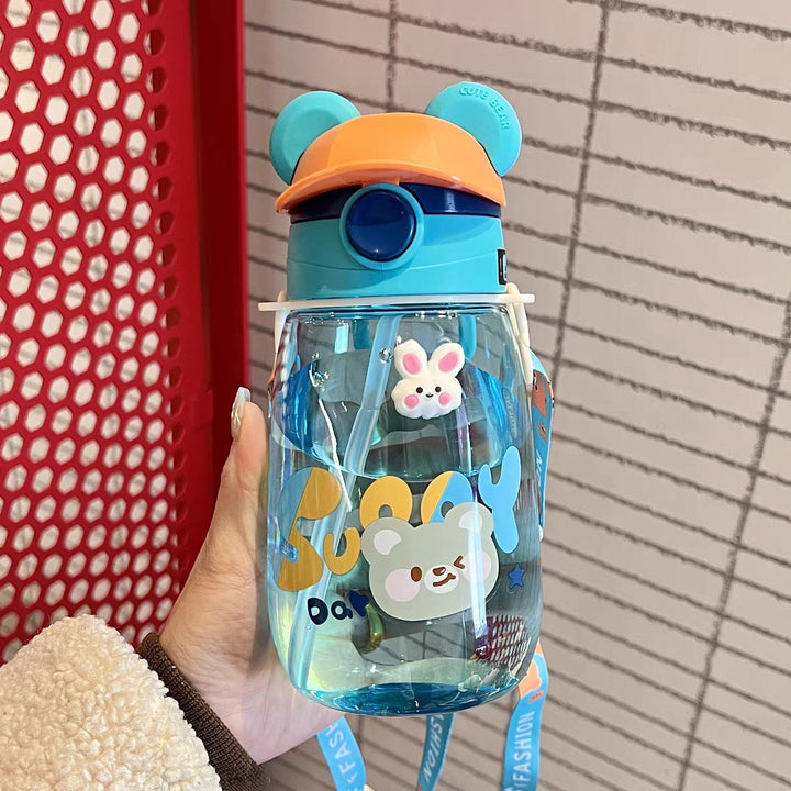 Women Playful Children's Drinking Bottle with Integrated Straw Kalsten