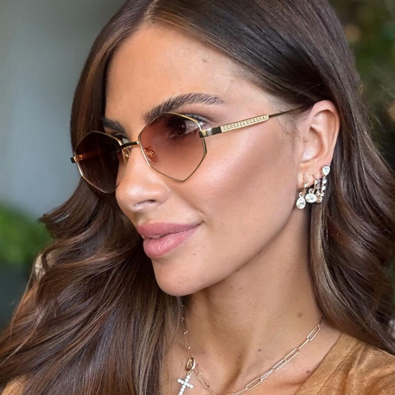Women's hexagonal sunglasses with elegant metal accents and UV protection Kalsten