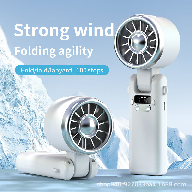 Unisex nan foldable high-power handheld rechargeable fan with digital battery indicator and adjustable swivel head Kalsten